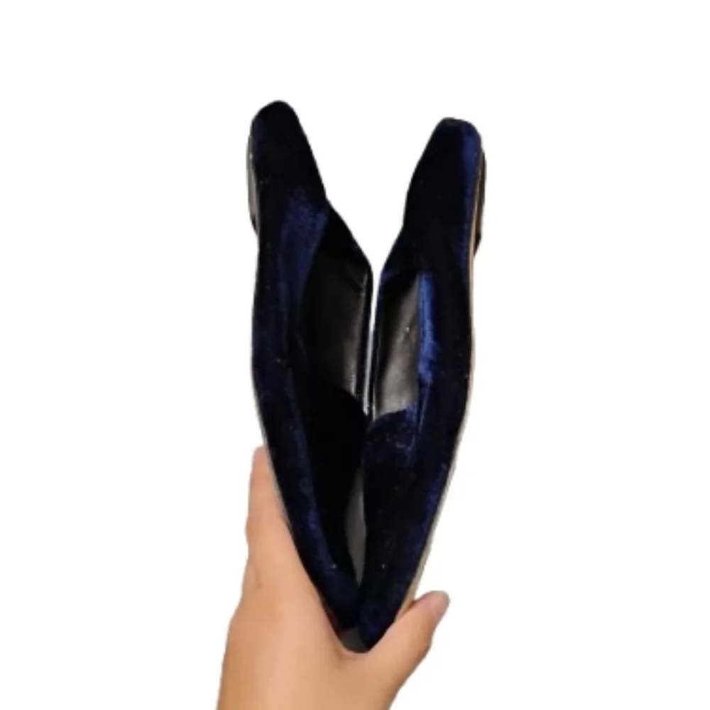 Tibi Navy Blue Velvet Cecil Loafers Sz 38.5